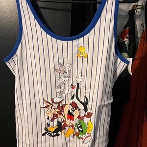 Warner Bros Blue and White Looney Tunes Tank Top